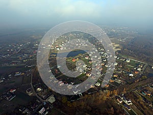 Eastern Europe landscape from birds flight point view