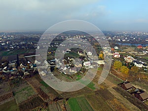 Eastern Europe landscape from birds flight point view