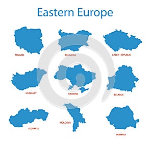 Eastern europe - maps of territories - vector photo