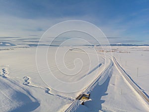 Anatolian train line, drone aerial view / Kars photo