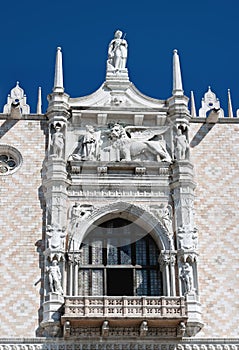 Fragment of eastern facade of Doge Palace, Venice - Italy