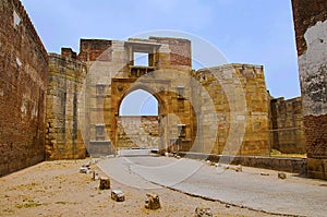 Eastern gate of Champaner Fort, located in UNESCO protected Champaner - Pavagadh Archaeological Park, Gujarat