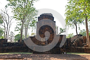 Eastern gate to the main Prasat `castle`, Muang Sing Historical Park, Kanchanaburi, Thailand