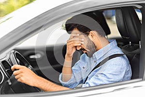 Eastern guy getting late for flight, got stuck in traffic