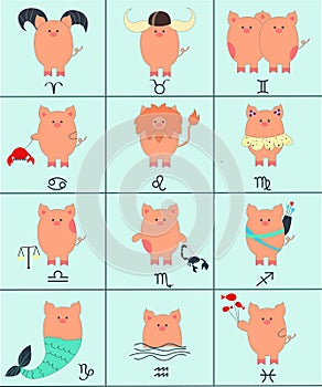 Eastern horoscope signs of the zodiac with the symbol of 2019 - the pig