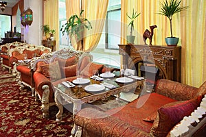 Eastern interior of beautiful restaurant