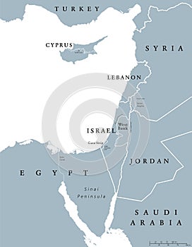 Eastern Mediterranean countries political map