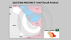 Eastern Province Map. Political map of Eastern Province. Eastern Province Map of Saudi Arabia with neighboring countries and