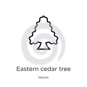Eastern redcedar tree icon. Thin linear eastern redcedar tree outline icon isolated on white background from nature collection.