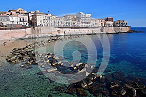 The Eastern rocky coast of Ortigia Island, Syracuse, Sicily, Italy