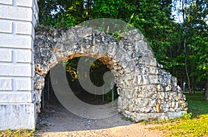 The Eastern ruin arch in the Park in the Arkhangelskoye manor near Moscow, Russia