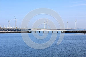 Eastern Scheldt storm surge barrier the Oosterscheldekering in Zeeland, the Netherlands