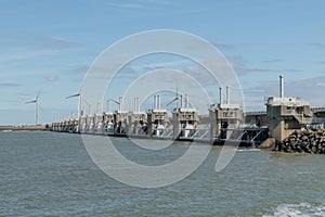 Eastern Scheldt storm surge barrier in Zeeland, the Netherlands