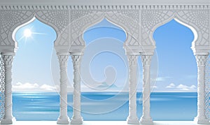 Eastern sea ancient Arab white arcade