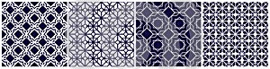 Eastern seamless pattern. Asian geometric background. Dark and white Islamic backdrop . Arabic template ornamental