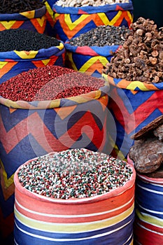 Eastern spicy in sacks on the bazaar