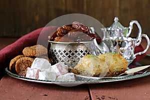 eastern sweets - baklava, dates, turkish delight