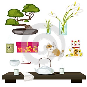 Eastern symbols and Feng Shui, tea ceremony