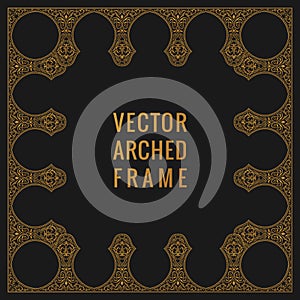 Eastern vintage arch card. Arabic ornament floral frame. Template design elements in oriental style