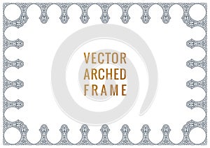 Eastern vintage arch card. Arabic ornament floral frame. Template design elements in oriental style