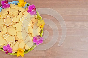 Eastern wish with animal cookies decorated by spring colorful blossoms