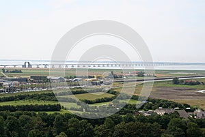 Easterscheldt and the Zeeland brug, seen from the Sint-Lievensmonstertoren in Zierikzee