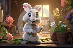 Easterthemed design with a bunny holding a