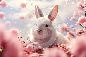 Easterthemed design with a bunny surrounded by