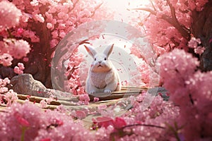 Easterthemed design with a rabbit surrounded by