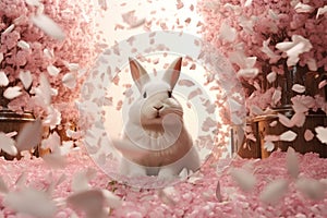 Easterthemed design with a rabbit surrounded by