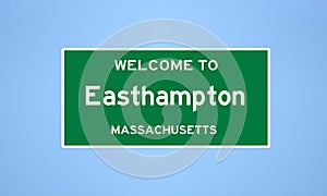 Easthampton, Massachusetts city limit sign. Town sign from the USA.