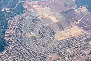 USA Aerial view of Eastvale california featuring Half Moon Park, Ronald Reagan Elementary School photo