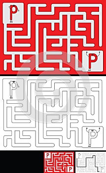 Easy alphabet maze - letter P
