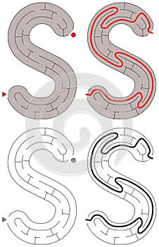 Easy alphabet maze - letter S