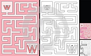 Easy alphabet maze - letter W