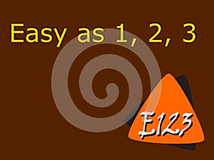 Easy as 1, 2, 3 abbreviation presented on logo art background