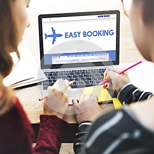 Easy Booking Holiday Flight Tourism Concept