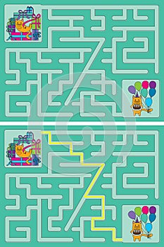 Easy cat maze - learning number 7