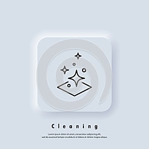 Easy cleaning icon. Clean surface logo. Cleaning logo. Vector. UI icon. Neumorphic UI UX white user interface web button.