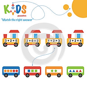 Easy colorful math match the right answer worksheet practice