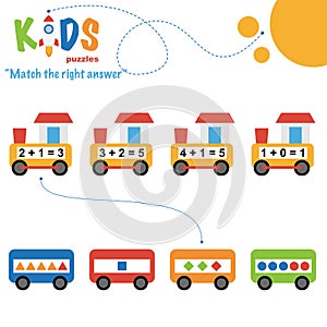 Easy colorful math match the right answer worksheet practice