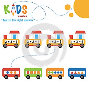 Easy colorful math match the right answer worksheet practice