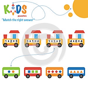 Easy colorful math match the right answer worksheet practice