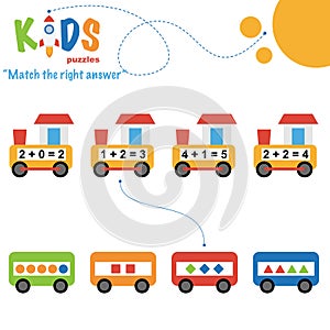 Easy colorful math match the right answer worksheet practice