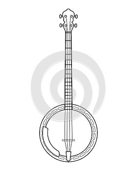 Easy coloring cartoon vector illustration of a banjo isolated on white background