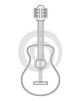 Easy coloring cartoon vector illustration of a Classic guitar isolated on white background