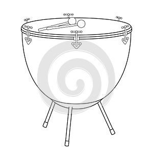 Easy coloring cartoon vector illustration of a kettledrum isolated on white background
