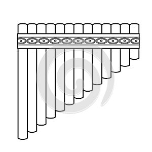 Easy coloring cartoon vector illustration of a panpipe isolated on white background