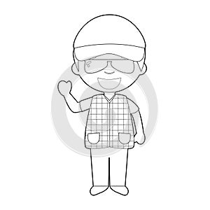 Easy coloring cartoon vector illustration of a trucker