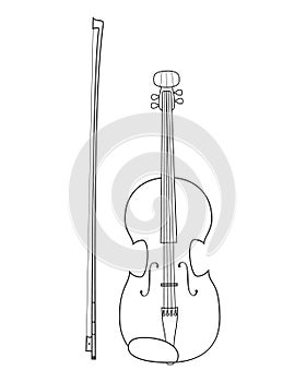 Easy coloring cartoon vector illustration of a violin isolated on white background